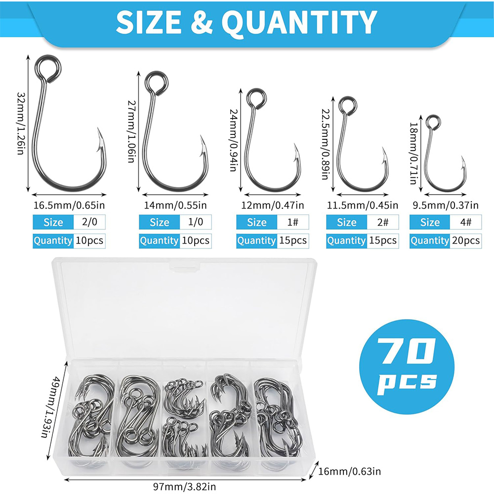 70 Uds. Anzuelos individuales  - Fishing Hook Assortment reseña y precio